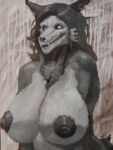  3:4 anthro big_breasts black_body black_fur breasts dixxbedru female fur hair hi_res long_hair looking_at_viewer mal0 malo monster oil_painting_(artwork) painting_(artwork) scp-1471 scp_foundation solo traditional_media_(artwork) 