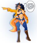  absurd_res anthro boots breasts canid canine carmelita_fox clothing female footwear fox genitals hi_res impractical_clothing jacket jaynatorburudragon mammal nipples pussy sly_cooper_(series) solo sony_corporation sony_interactive_entertainment sucker_punch_productions topwear 