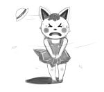  absurd_res animal_crossing anthro bodily_fluids crying event_horizon female hat_flying_off hi_res humanoid katie_(animal_crossing) nintendo solo tears villager_(animal_crossing) wind_blowing_skirt 