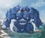 abs anthro anthrofied balls beach biceps big_balls big_muscles big_penis deltoids digital_media_(artwork) erection generation_3_pokemon genitals grandtaurus hi_res huge_balls huge_muscles humanoid_genitalia hyper hyper_muscles kyogre legendary_pokemon looking_at_viewer macro male muscular muscular_anthro muscular_male nintendo nipples nude pecs penis pokemon pokemon_(species) pokemorph seaside solo tail trapezius triceps vein veiny_arms veiny_balls veiny_muscles veiny_penis