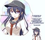  :d akatsuki_(kantai_collection) alternate_breast_size anchor_symbol bad_id bad_pixiv_id black_hair blush_stickers english flat_cap hat ichininmae_no_lady kantai_collection long_hair long_sleeves older open_mouth rexlent school_uniform serafuku smile solo sparkle 