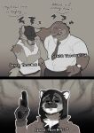 2koma alligator alligatorid anthro athletic athletic_male aura baseball_cap bodily_fluids business_attire business_suit businesswear canid canine canis cape_escape cigarette cigarette_in_mouth clock clothing comic coyote crimsonrabbit crocodilian dark_aura dialogue domestic_ferret english_text eyewear frown frown_eyebrows frowning_at_viewer gameplay_mechanics glasses gnollplaying_games grayson_(cape_escape) grimace group gun hand_on_head hand_on_hip hand_on_own_head hand_on_own_hip handgun hat hat_over_eyes headgear headwear heavy_aura hi_res holding_gun holding_handgun holding_object holding_pistol holding_ranged_weapon holding_weapon hoodie instant_loss_2koma jacket jet_adler_(cape_escape) looking_at_another looking_at_viewer male mammal monochrome mustelid musteline necktie object_in_mouth pistol pulling_down_hat ranged_weapon reptile sandals_bueller_(cape_escape) scalie shirt slightly_chubby slightly_chubby_male speech_bubble subtitled suit sweat sweatdrop tail tank_top text topwear trio true_musteline watch weapon weasel wristwatch