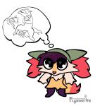 beanie braixen chibi clothing death fiya fiyawerks generation_2_pokemon generation_6_pokemon generation_8_pokemon hair hat headgear headwear hi_res hisuian_form hisuian_typhlosion humor looking_up nintendo pokemon pokemon_(species) regional_form_(pokemon) sitting_on_another thought_bubble typhlosion