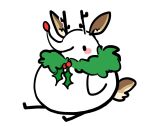  2018 ambiguous_gender anthro avian berd_(character) biped bird blush blush_stickers cclowndogg chibi christmas cosplay fake_ears fake_horns fake_tail holidays holly_(plant) male_(lore) plant red_nose reindeer_costume rudolph_the_red-nosed_reindeer semi-anthro simple_background sitting solo toony white_background white_body wreath wreath_around_neck 