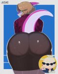  anthro bent_over big_butt blonde_hair bottomwear butt cassandra_(snoot_game) cavemanon_studios clothed clothing dinosaur dress_shirt female fully_clothed hadrosaurid hair hi_res huge_butt jxzuke legwear mature_female ornithischian ornithopod panty_lines pantyhose parasaurolophus pink_body pink_scales raised_tail reptile scales scalie shirt skirt snoot_game solo tail topwear 