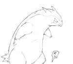 bodily_fluids embarrassed generation_2_pokemon hi_res monochrome nintendo pokemon pokemon_(species) simple_background sketch slightly_chubby standing sweat text typhlosion white_background zephy_03