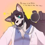  1:1 absurd_res anthro doctor domestic_cat drayden english_text felid feline felis hi_res male mammal medical_instrument one_eye_closed scientific_instrument solo text undefeated wink wolfybadger 