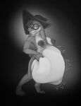 breasts clothing eyewear female flophelia glasses hair hare hat headgear headwear hi-rez_studios hi_res lagomorph leporid mammal moji moji_(paladins) monochrome nipples paladins_(game) rabbit short_hair solo vore wizard_hat