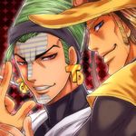  bad_id bad_pixiv_id blonde_hair green_hair hat hol_horse jojo_no_kimyou_na_bouken multiple_boys stardust_crusaders tanakaoften tattoo terence_trent_d'arby 