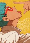  blue_hair ghiaccio glasses jojo_no_kimyou_na_bouken male_focus raji_(aranmax) simple_background solo 