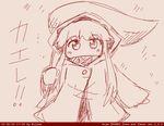  dated go_back! hood hooded_jacket ichimi jacket kantai_collection leaf_umbrella long_hair looking_at_viewer monochrome northern_ocean_hime red shinkaisei-kan sketch solo tegaki_draw_and_tweet translated twitter_username 