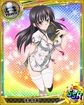  artist_request black_hair breasts card_(medium) character_name chess_piece china_dress chinese_clothes dress fan folding_fan high_school_dxd large_breasts long_hair official_art pawn purple_eyes raynare solo thighhighs trading_card white_legwear 