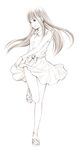  long_hair monochrome original sandals sketch skirt solo traditional_media yoshitomi_akihito 