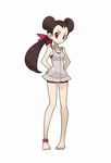  alternate_costume anklet barefoot full_body hair_pulled_back jewelry mabu_(dorisuto) official_style pokemon pokemon_(game) pokemon_oras simple_background solo standing sugimori_ken_(style) swimsuit tsutsuji_(pokemon) white_background 