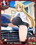  ahoge artist_request asia_argento ass bishop_(chess) blonde_hair card_(medium) character_name chess_piece fingerless_gloves gloves green_eyes high_school_dxd long_hair necktie official_art panties police police_uniform policewoman solo trading_card underwear uniform very_long_hair 
