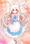  animal_ears bunny_ears dress flower kagerou_project kozakura_marry long_hair pink_hair red_eyes sakutoko solo very_long_hair 