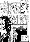  3girls animal_costume bear_costume chinese comic genderswap greyscale hand_on_another's_head head_grab highres journey_to_the_west monk monkey_tail monochrome multiple_girls muscle otosama sun_wukong tail tang_sanzang translated vomiting yulong_(journey_to_the_west) 