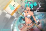  aqua_hair bikini body_writing car cowboy_shot double_bun drawingneko fingerless_gloves gloves goodsmile_company goodsmile_racing ground_vehicle hatsune_miku headphones highres light_smile looking_at_viewer mechanical_wings motor_vehicle open_mouth race_queen racing_miku racing_miku_(2013) sign sitting solo sunglasses swimsuit tattoo vocaloid white_bikini wings 