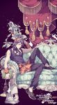  black_hair book closed_eyes couch curtains food fruit globe hand_on_own_head headband holding holding_book jojo_no_kimyou_na_bouken narancia_ghirga orange paint_splatter paper plant sitting wenny02 wristband 