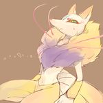  bad_id bad_pixiv_id brown_background fox furry green_sclera kyuubi kyuubi_(youkai_watch) multiple_tails no_humans simple_background solo tail yellow_eyes youkai youkai_watch 