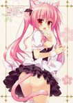  :d absurdres ameto_yuki animal_ear_fluff animal_ears ass breasts brown_eyes cat_ears cat_tail dress highres macaron_(ameto_yuki) maid maid_headdress medium_breasts nipple_slip nipples no_bra no_panties open_mouth original pink_hair smile tail thighhighs twintails white_legwear wrist_cuffs 