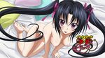  1girl barefoot black_hair breasts feet high_school_dxd long_hair nipples nude purple_eyes serafall_leviathan soles toes tongue twintails 