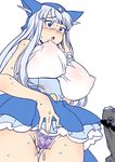  breasts gigantic_breasts nipples nori_(akusei_shinseibutsu) open_mouth solo sweat thighhighs 