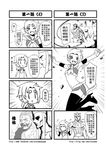  1girl 4koma chinese comic genderswap greyscale highres journey_to_the_west monk monochrome muscle otosama shirtless sun_wukong tang_sanzang translated twisted_torso 