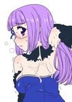  aikatsu! aikatsu!_(series) blush breasts cum cum_on_hair hikami_sumire large_breasts long_hair looking_at_viewer nori_(akusei_shinseibutsu) purple_eyes purple_hair solo 