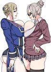  2girls awashima_seri breasts gero_1992 glasses huge_breasts k_(anime) kangoku_gakuen multiple_girls prison_school shiraki_meiko silver_hair symmetrical_docking 