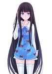  black_hair blue_eyes chio_kitsune highres kami-sama_no_memo-chou long_hair shionji_yuuko solo standing stuffed_animal stuffed_toy teddy_bear thighhighs very_long_hair 