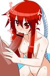  1boy 1girl breasts censored etomo_shuko fellatio goushu highres long_hair m.u.g.e.n nipples nude oral original penis ponytail red_eyes red_hair sweat translation_request very_long_hair 
