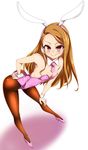  animal_ears brown_hair bunny_ears bunnysuit gokubuto_mayuge hairband idolmaster idolmaster_(classic) long_hair minase_iori pantyhose smile solo wrist_cuffs 