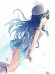  beret black_hair feather_beret fingerless_gloves frills gloves hat long_hair love_live! love_live!_school_idol_project rio_(9251843) simple_background solo sonoda_umi water water_drop white_background wonderful_rush yellow_eyes 
