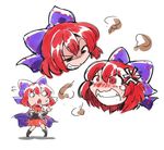 angry bow cape clenched_teeth disembodied_head hair_bow red_eyes red_hair sekibanki shinapuu short_hair skirt solo teeth touhou 