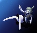  arm_warmers bad_id bad_pixiv_id bare_legs barefoot blonde_hair green_eyes isaki_(gomi) mizuhashi_parsee open_mouth pointy_ears ponytail reaching_out sash scarf shirt short_sleeves skirt solo touhou underwater 