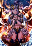  armor bikini_armor blue_hair kneeling purple_eyes valkyrie 