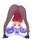  animal_ears ass bent_over blush breasts bunny_ears bunny_girl bunny_tail bunnysuit chuchu_(show_by_rock!!) cleavage curly_hair highres large_breasts long_hair looking_at_viewer pantyhose purple_hair red_eyes show_by_rock!! solo tail takano_natsuki upside-down wrist_cuffs 