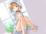  animal_hood barefoot blonde_hair blue_eyes dorsiflexion feet hood hoodie jar legs original panties short_hair solo tan_(tangent) underwear 