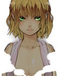  bare_shoulders blonde_hair bow breasts brown_hair censored cleavage convenient_censoring green_eyes hair_bow kurot lips medium_breasts mizuhashi_parsee pointy_ears short_hair sketch solo steam steam_censor touhou towel 