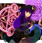  alternate_color ayuosu book hat magic_circle panties patchouli_knowledge purple_hair solo thighhighs touhou underwear 