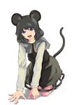  animal_ears bad_id bad_pixiv_id gakkun grey_hair hands highres mouse_ears nazrin open_mouth simple_background solo tail touhou 