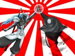  arakune bad_id bad_pixiv_id blazblue hakumen high_five japanese_flag rising_sun sunburst sword weapon youhei_(testament) 