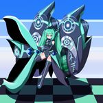  detached_sleeves green_eyes green_hair hatsune_miku highres long_hair mecha_musume oborotsuki_kakeru panties solo thighhighs twintails underwear very_long_hair vocaloid 