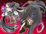  ;o armband ass back bad_anatomy bangs bayonetta bayonetta_(character) bent_over black_eyes black_hair blown_kiss bodysuit bracelet breasts earrings elbow_gloves foreshortening from_behind glasses gloves gun hair_bun hair_ribbon handgun heart high_heels jewelry large_breasts leg_lift lipstick long_hair looking_back makeup mature mole mole_under_mouth one_eye_closed open_mouth parted_bangs red_ribbon ribbon shoes solo sparkle standing standing_on_one_leg strap swept_bangs takaoka_motofumi twintails v very_long_hair wallpaper weapon white_gloves 