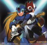  artist_request cover guitar highres instrument male_focus multiple_boys official_art rockman rockman_x scan scan_artifacts x_(rockman) zero_(rockman) 