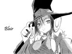  blair clevage hat monochrome soul_eater witch witch_hat 