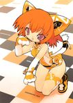  animal_ears aquarian_age bell blade_(galaxist) cat_ears claws gloves jingle_bell orange_hair paw_gloves paws purple_eyes shoes short_hair sneakers solo tail 