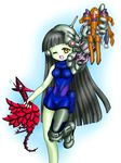  black_hair black_rose_dragon bodysuit chibi dark_strike_fighter dragon metal psychic_lifetrancer robot smile yellow_eyes yuu-gi-ou yuu-gi-ou_5d's 