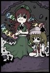  flandre_scarlet genkidaun hong_meiling multiple_girls no_eyes one_eye_closed touhou wings 